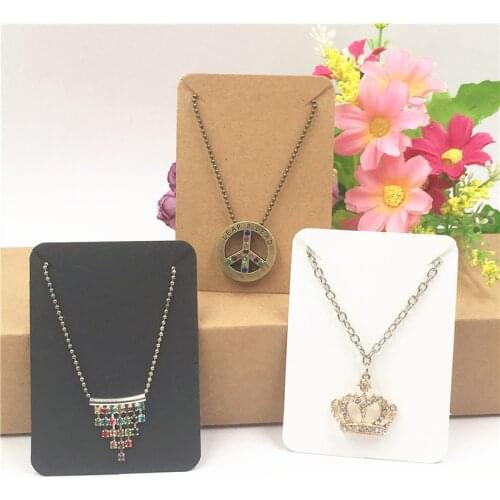 Classic Necklace Cards Blank Available In Various Colors Smooth Square With Card Slots Kraft Cardboard 7.8x5.6cm 100Pcs/Lot