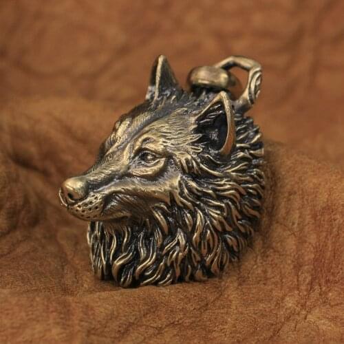 LINSION Huge Brass Wolf Pendant High Details Mens Biker Rock Punk Jewelry BR192 JP