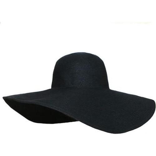 LNPBD hot 2017 Womens white hat summer black oversized sunbonnet beach cap womens strawhat sun hat summer hat