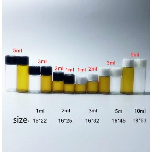 100Pcs Mini Clear Transparent Glass Bottle Small Clear Glass Bottle Essential Oil Vials Vidrio Botella Vials 1ml 2ml 3ml 10ml