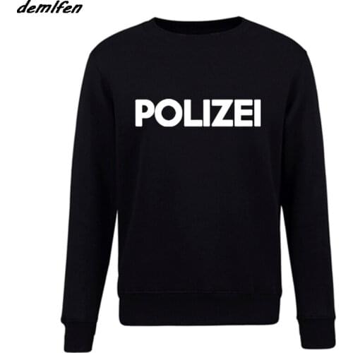Fashion Fleece Hoodie Polizei German Police Hoodies Mens Pullover Sweatshirt Hip Hop Coat Tops Harajuku Streetwear