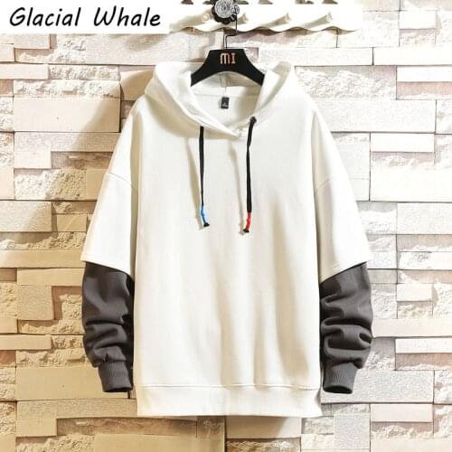 GlacialWhale Mens Hoodies Men 2021 New Winter Solid Sweatshirt Hip Hop Streetwear Harajuku Oversized Gray Hoodie Men Sweatshirts
