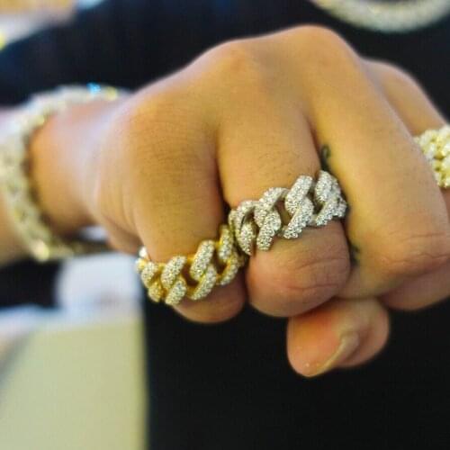 Stonefans Luxury Zinc Alloy Miami Cuban Ring Iced Out High Quality Men Women Chunky Rings Hip Hop Finger Jewelry Gift Punk 2021