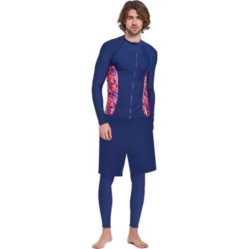 Mens Long Sleeve UPF 50+ Compression Rash Guard set Zip Shirt Leggings Full Body Swimsuit Bathing Suit Swimming Trunks Tights
