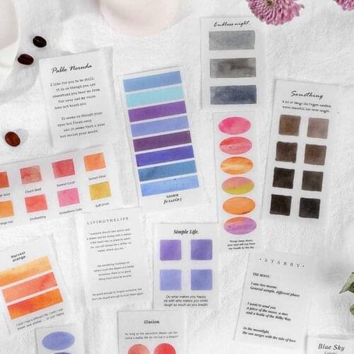20pcs/set Washi Sticker Pack Colorful Watercolor Simplicity Deco Material Scrapbooking Bullet Journal Stickers School Supplies