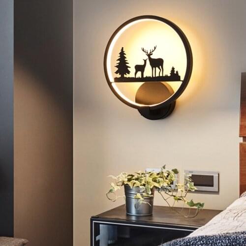 Nordic Bedside Wall Lamp Round Bedroom Creative Led Aisle Modern Minimalist Living Room Wedding Room Cute Girl Childrens Room