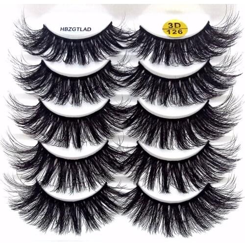 HBZGTLAD 5 pairs 3D Mink Lashes Natural Long False Eyelashes Dramatic Volume Fake Lashes Makeup Eyelash Extension Silk Eyelashes