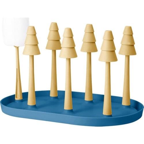 New Nordic Drip Cup Holder with Drip Tray Glass Upside Down Holder Wine Cup Storage Rack Cup Delivery Brush