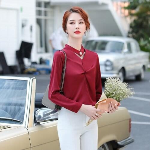 IZICFLY New Style Fall Spring Red Shirt Women Plus Size Fashion Casual Tops For Korean Office Uniform Business Blouse Work Wear