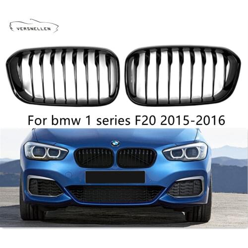 Front Kidney Grille For BMW 1 Series F20 2015 2016 Front Bumpe Sports One Slat Line Kidney Grill Grille ABS / Carbon Fiber Black