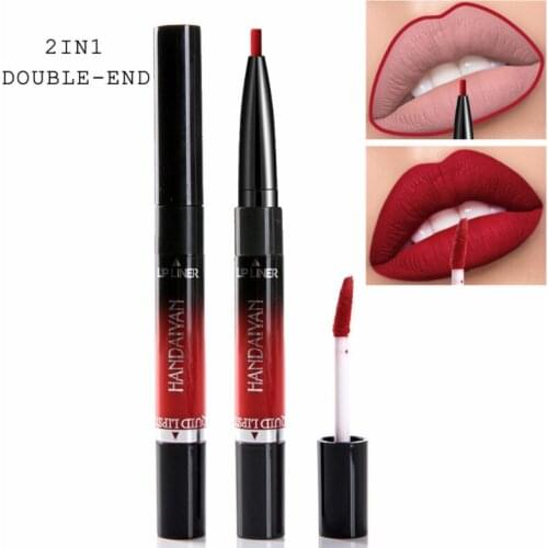 2 in 1 Lip Liner, Double Head, Natural, Waterproof, Lip Gloss, Long-lasting Hydration Pencil, Lip Pigment