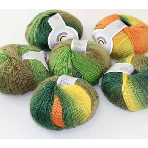 Sale Soft 6X50gr ballCashmere Wool Colorful Rainbow Wrap Shawl DIY Hand Knit Yarn 524-yarn C1