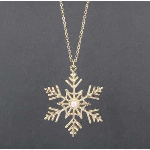 Dongsheng Luxury Crystal Snowflake Pendants&Necklaces Fashion Gold Color Chain Necklace For Women Jewelry Christmas gift-30