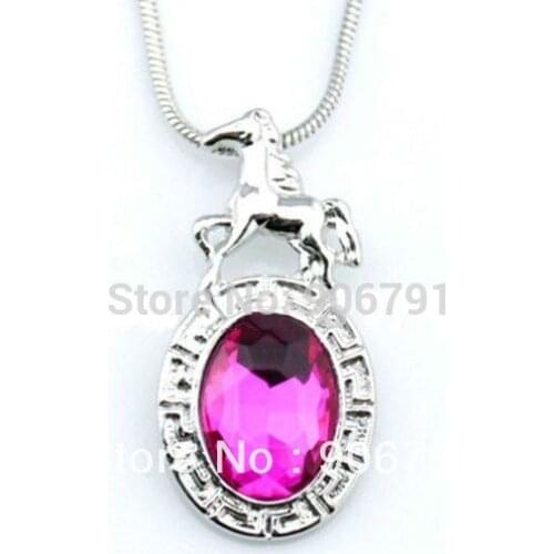 Rose Red Crystal Horse Necklaces Jewelry