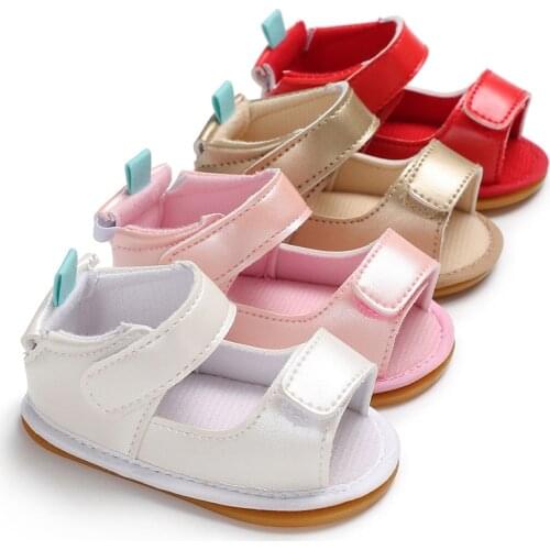 Stylish Baby Boys Girls Sandals Toddler Solid Color Slip-On Shoes Summer Baby PU Leather Sandals 0-18Months
