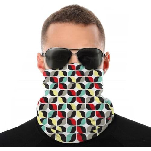 Geometric Pattern Scarves Half Face Mask Unisex Fashion Tube Mask Balaclava Bandana Versatility Headwear Biking Climbing