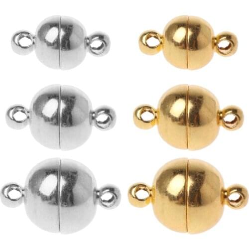 10pcs Stainless Steel Ball Shape Magnetic Clasp Converter for Jewelry Making