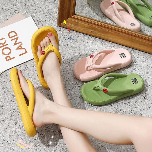 Women Flip Flops 3.5cm Thick Sole Slipper Female EVA Soft Bottom Beach Shoes Anti-slip Home Slippers Unisex Massage Slippers Men