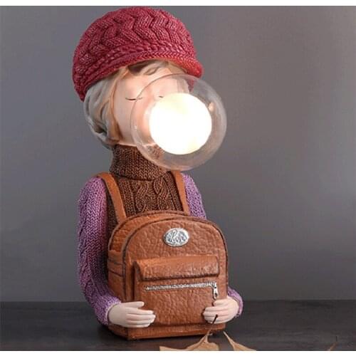 Nordic Table Lamp Modern Designer Hat Girl Resin Led Table Lamp For Children Bedroom Living Room Study Bedside Decor Table Lamp