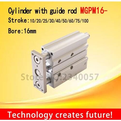 SMC Type MGPM16 Thin cylinder with rod MGPM 16-10/20/25/30/40/50/75/100 Three axis three bar Pneumatic components MGPM