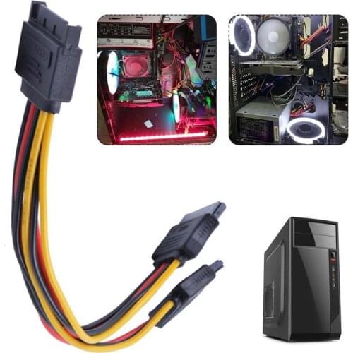 SATA Power Cable Splitter 4 Pin To Serial 15 Pin Y Hard Drive Cables 15CM For DVD-ROM / HDD / SSD Splitter Cable