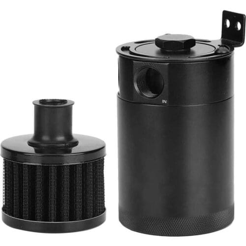 Universal Oil Catch Can 2-Port Reservoir Tank with Drain Valve Breather Baffled 5oz Capacity Car Auto Accessories