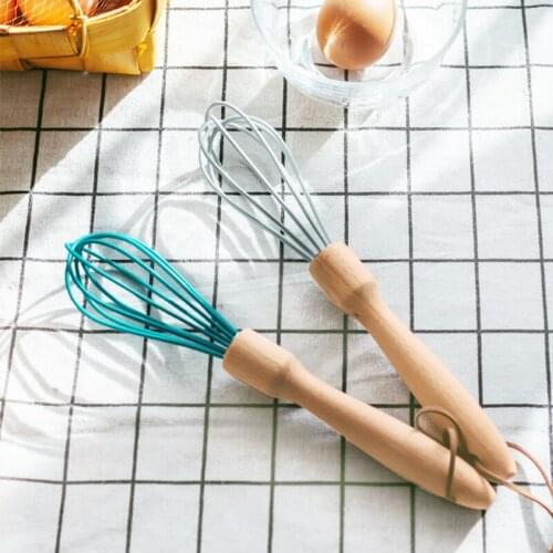 Silicone Wooden Whisk Manual Egg Beater Blender Milk Cream Butter Beater Kitchen Baking Cooking Utensils Accessiores