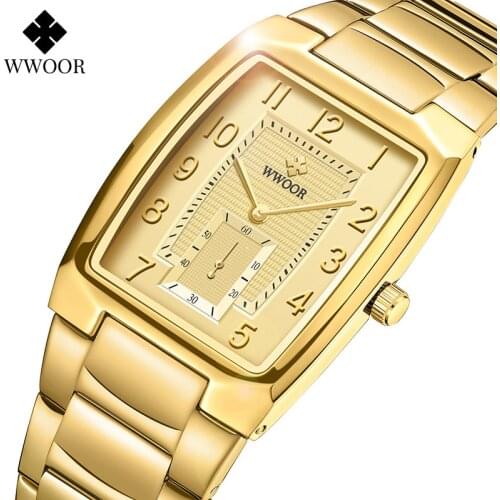 WWOOR 2021 Fashion Designer Luxury Square Watch For Women Gold Bracelet Arabic Clock Ladies Dress Wristwatches Relogio Feminino