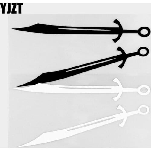 YJZT 8.6×15.2CM Medieval Double Sword Classic Cold Weapon Creative Car Sticker Vinyl Decal Decoration Black / Silver 20C-0453