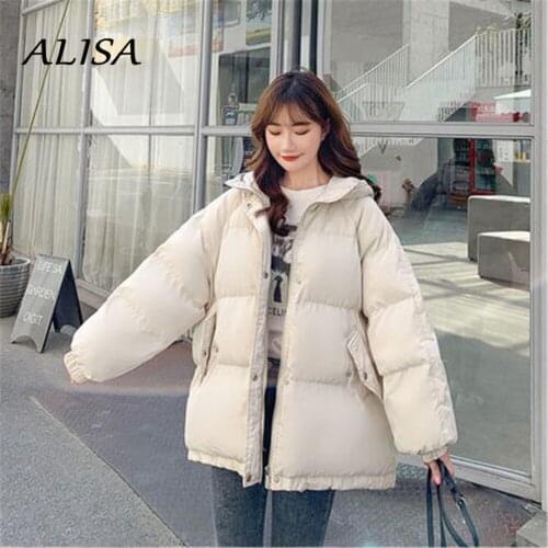 Women Coats and Jackets Winter Warm Thick Short Cotton Padded Jacket Female Korean Hooded Loose Harajuku Parkas Mujer Outerwear