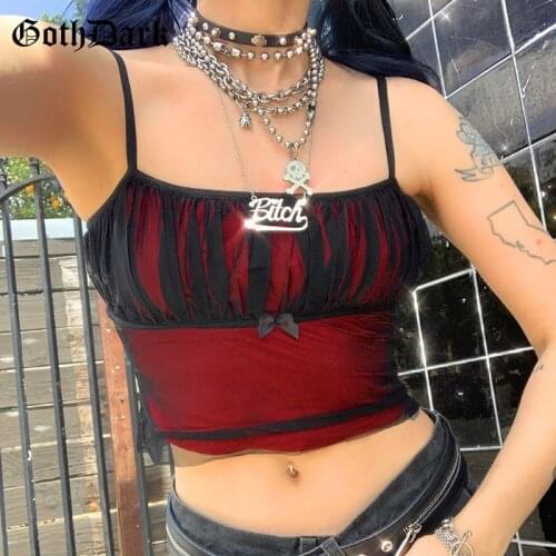 Goth Dark Punk Mesh Gothic E-girl Cute Camis Harajuku Pastel Goth Grunge Crop Tops Women Ruched Cropped Bow Front Summer Clothes