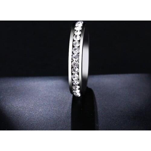 DOTIFI 316L Stainless Steel Rings For Women Silver Color Crystal Engagement Wedding Ring Jewelry