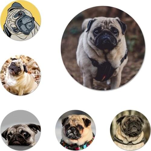 Pug dog Icons Pins Badge Decoration Brooches Metal Badges For Clothes Backpack Decoration 58mm