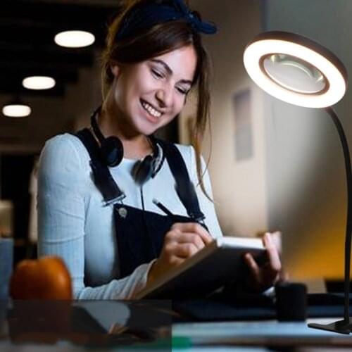 10X LED Magnifier Light Optical Glass Lens Magnifying Lamp Metal Gooseneck Lamp M4YC