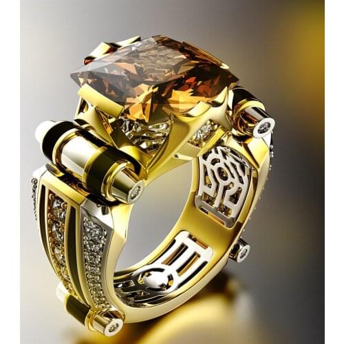 18K Yellow/white Rings for Women and Men Black Diamond Wedding Bands Rings Luxury Fashion Vintage Diamond Gold Jewelry Unisex