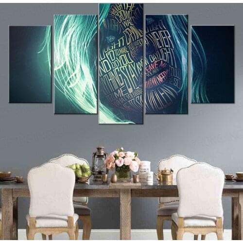 HD printed 5 piece canvas art woman face letter Painting Posters Artwork HD Print living room decor panel framed
