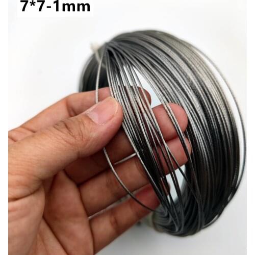 50M/100M 1mm Diameter 7X7 Construction 304 Stainless steel Wire rope Alambre Softer Fishing Lifting Cable