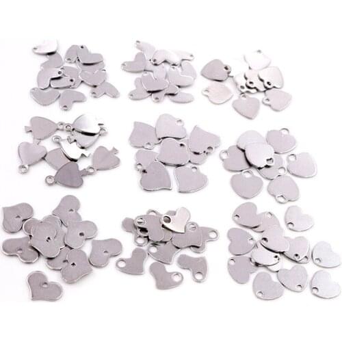 50pcs/lot No Fade Charms 316 Stainless Steel Solid lovely heart Charms handmade Craft pendant Jewelry making,DIY for necklace