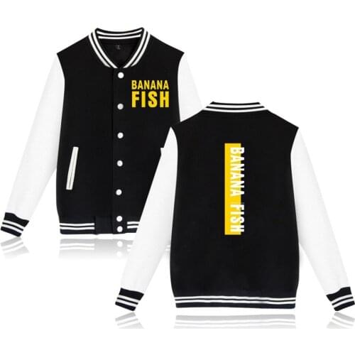 BANANA FISH Baseball Jacket Coat 4 Colors Parkas Autumn Winter Hoodies Sweatshirt Harajuku Plus Size Tracksuit Moletom Masculino