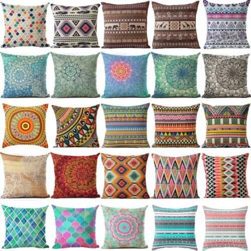 Bohemian Geometric Cotton Linen Pillow Case Cushion Case Home Soft Room Gifts Single Sides Printing