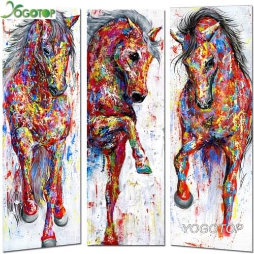 Large Diy Diamond Embroidery Full Display Colourful Horse 5d Diamond Painting Animal Full Picture Rhinestone Mosaic Decor YY1648
