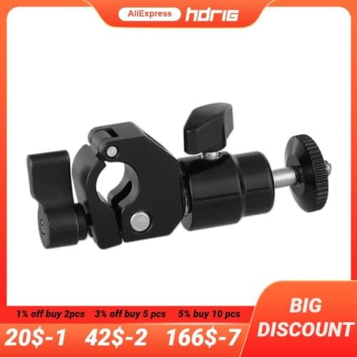 HDRIG Quick Release 15mm Rod Clamp Pipe Clip 1/4"-20 Thumbscrew Ball Head Holder for LCD Monitor LED Light