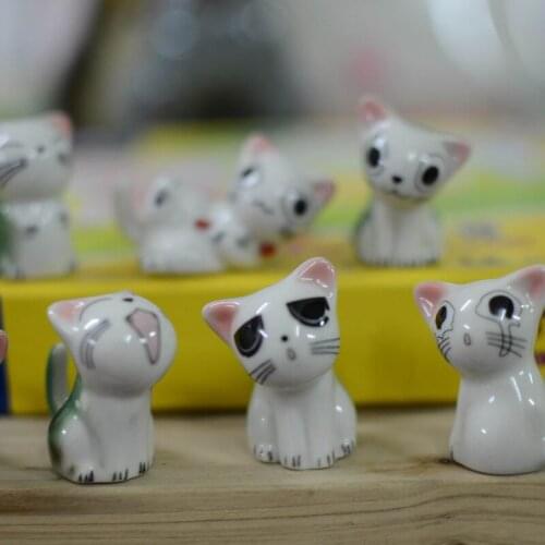 Childrens gifts ceramic chopsticks rack crafts cat kitten ornaments chopsticks holder rest tableware flatware 7pcs/set