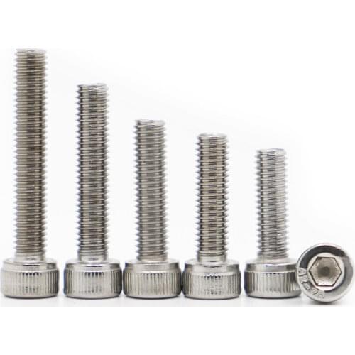 10-50pcs DIN912 M2 M2.5 M3 M4 M5 M6 304 Stainless Steel Metric Thread Hex Socket Cap Head Screw Bolts