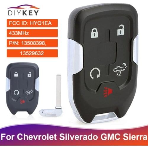 DIYKEY 5 Button HYQ1EA for Chevrolet Silverado GMC Sierra 2019 2020 2021 Key Car Remote 433MHz PCF7937E Chip 13508398 13529632