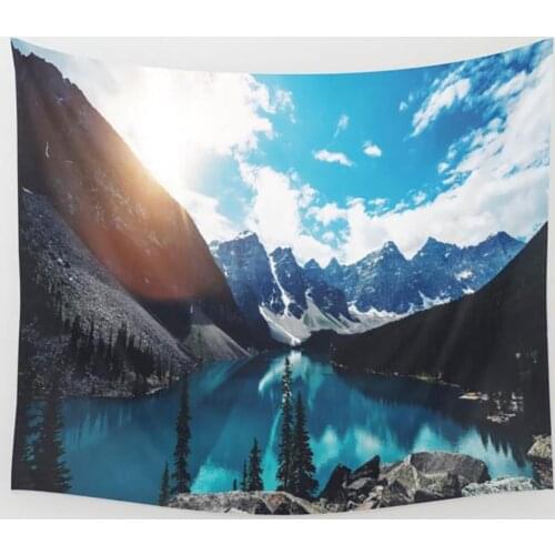 Traveling Camping sunrise oil painting pattern Rose Letters Scenery Printed Tapestry Beach Towel Cover Home Wall Hanging Decor