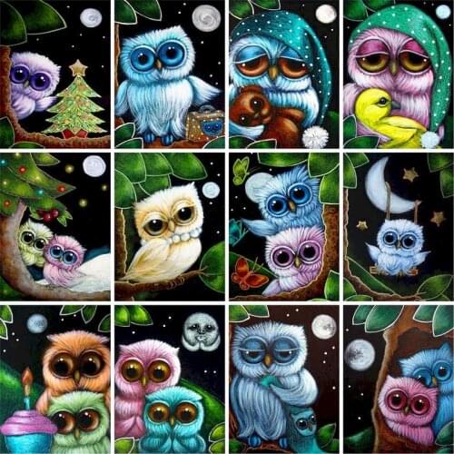 GATYZTORY Frame Cartoon Owl Animal Painting By Numbers DIY Oil Paints Kits Drawing On Canvas Home Room Decor Wall Art Pictures