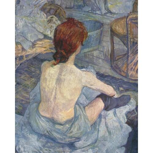 Original Quality Female Nude Art Oil Painting on Canvas for Bathroom Home Decor Woman at Her Toilet,1889 Post-Impressionism