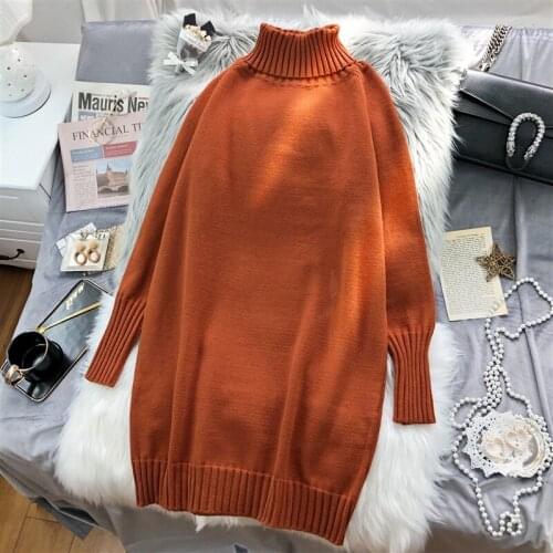 Cashmere sweater women turtleneck sweater knitted wool pullover long loose thick warm sweater fashion casual womens sweater