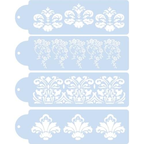 4pc Flower-shaped Cake Spray Pattern Stencils For Decor Painting Template Scrapbooking Album Embossing Templates Stencil Crafts